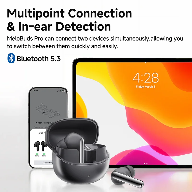 QCY MeloBuds Pro Wireless Earbuds, 46dB Hybrid ANC, Hi-Res & LDAC - Image 30